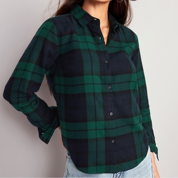 Old Navy Relaxed Classic Flannel Plaid Button Down Shirt - Picture 1 of 4